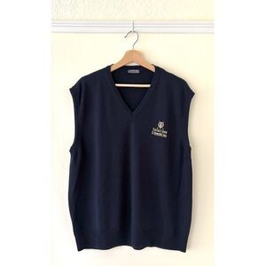 The Old Course St. Andrews Links eblem dark navy blue pure new wool knit vest
